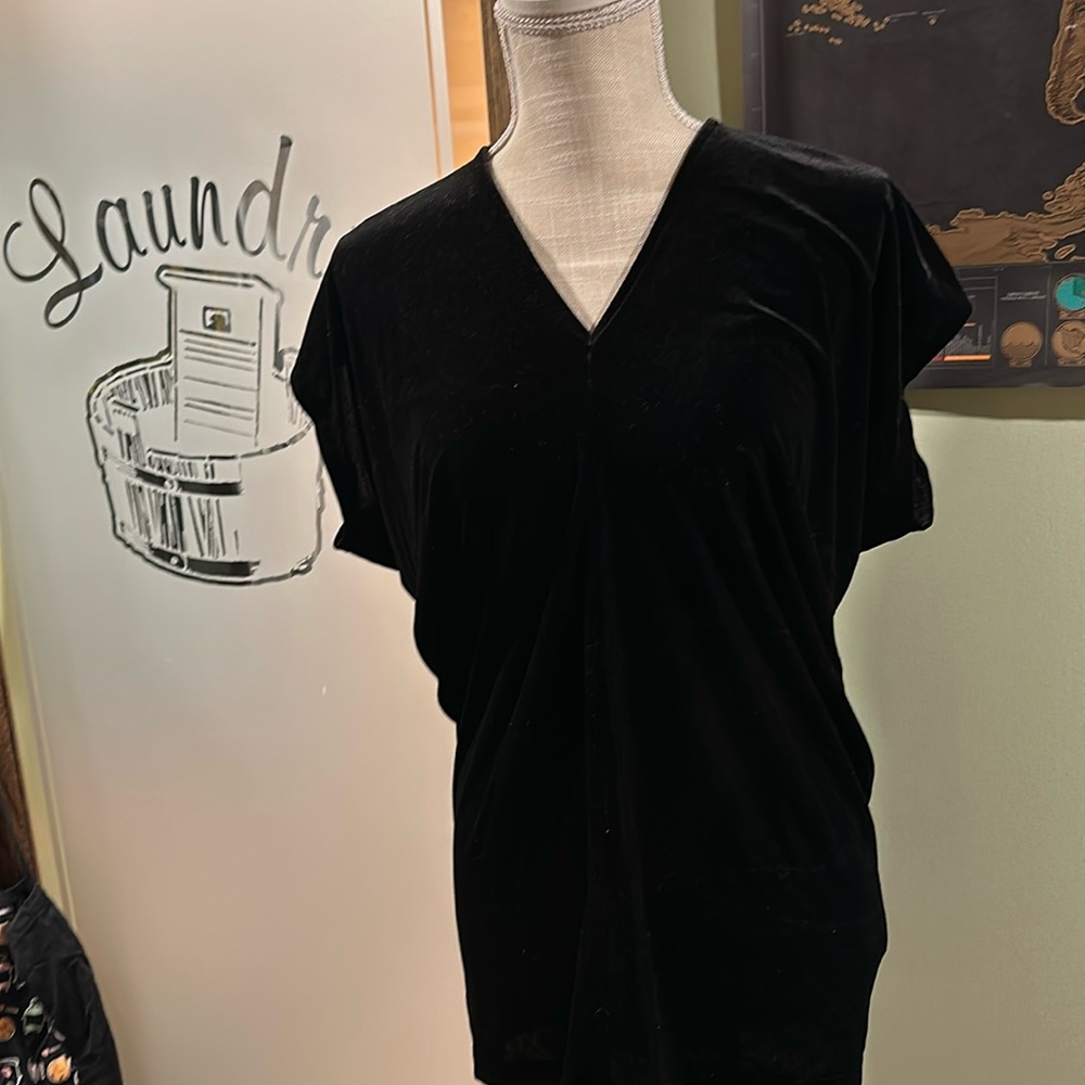 Beautiful velvet v neck top with wide sleeves